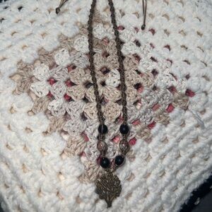 Brown and Black Multi-Strand Necklace with Beaded Design